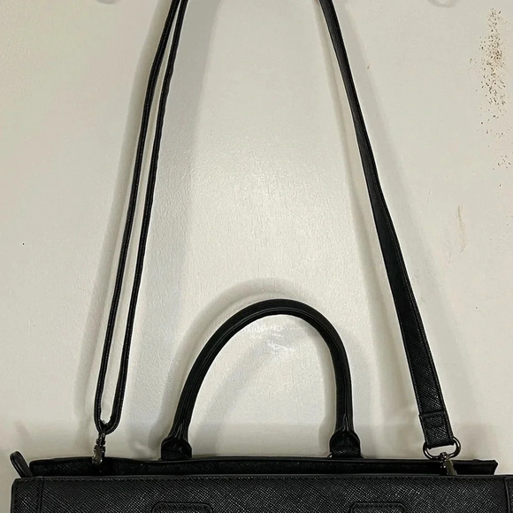 Just Fab Bradley Satchel black size 14.5”L X 10.5” H X 5.5” D almost new new - Picture 5 of 16